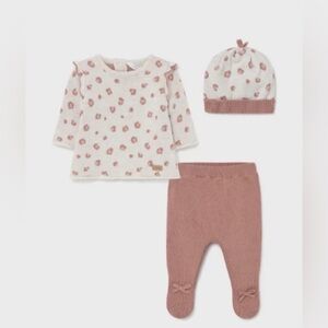 Mayoral ECOFRIENDS leg warmer set for newborn girl Pink and Cream Baby 2 piece